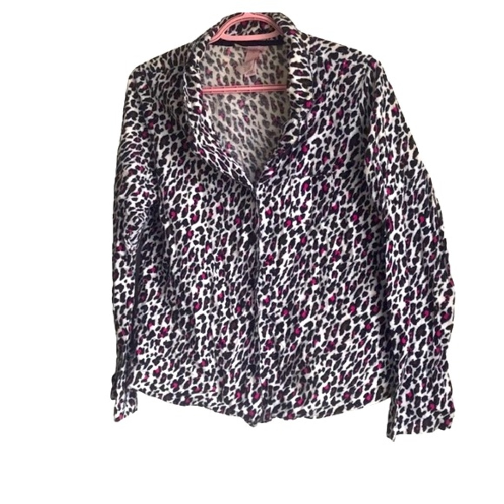La Senza Women’s Leopard Long Sleeve Button Front Pajama Top Size M